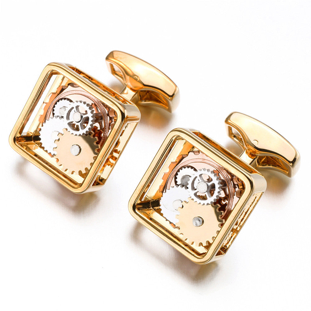 Steampunk Square Gear Men's Cufflinks