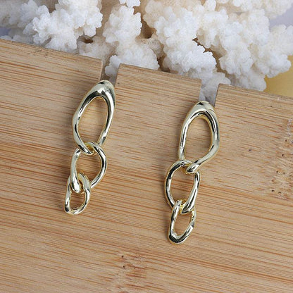Cold Wind Metal Glossy Earrings - Shop Jobie