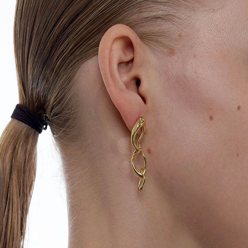 Cold Wind Metal Glossy Earrings - Shop Jobie