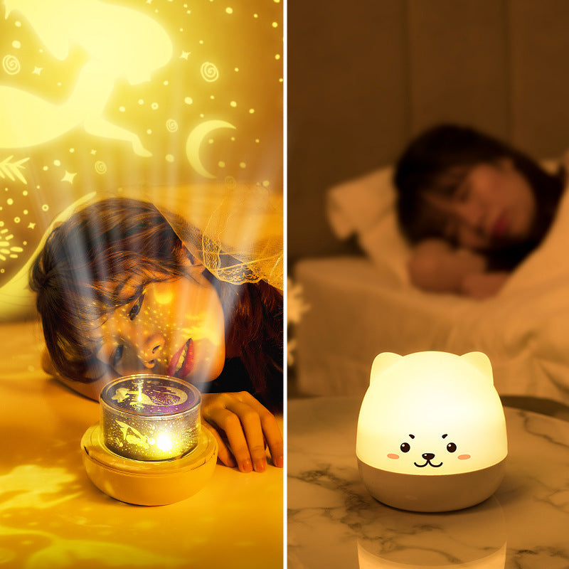 Projection Lamp Starry Sky Rotating Music Box - Cat