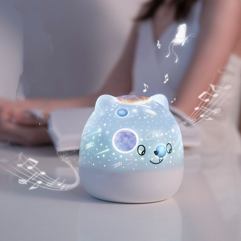 Projection Lamp Starry Sky Rotating Music Box - Cat