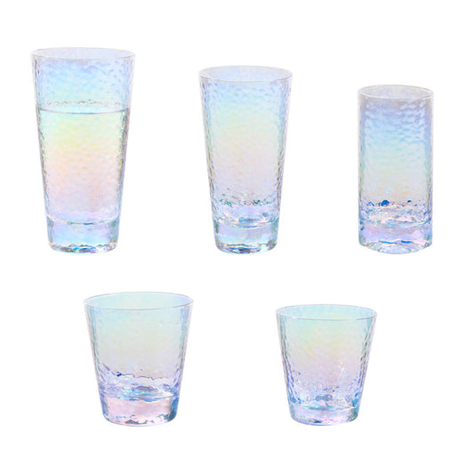 Rainbow-Hammered Glassware