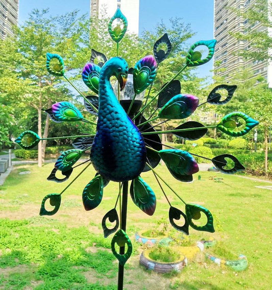 Wind Spinner - Peacock Solar Glass Ball - Shop Jobie