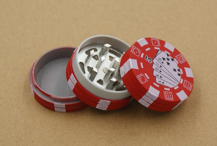 Alloy Poker Chip Three-Layer Herb Grinder