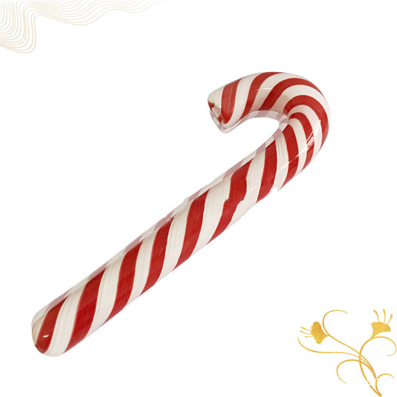 Red Striped Candy Cane Glass Pipe - NOT A TOY