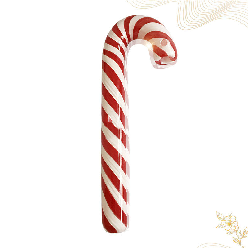Red Striped Candy Cane Glass Pipe - NOT A TOY