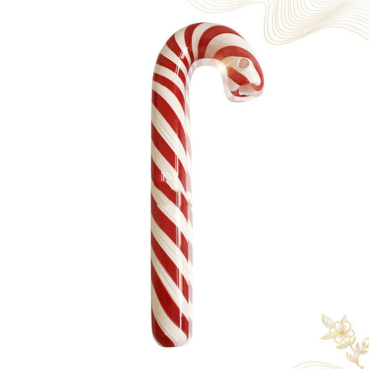 Red Striped Candy Cane Glass Pipe