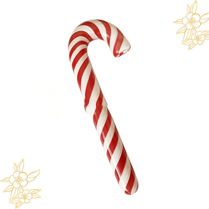 Red Striped Candy Cane Glass Pipe - NOT A TOY