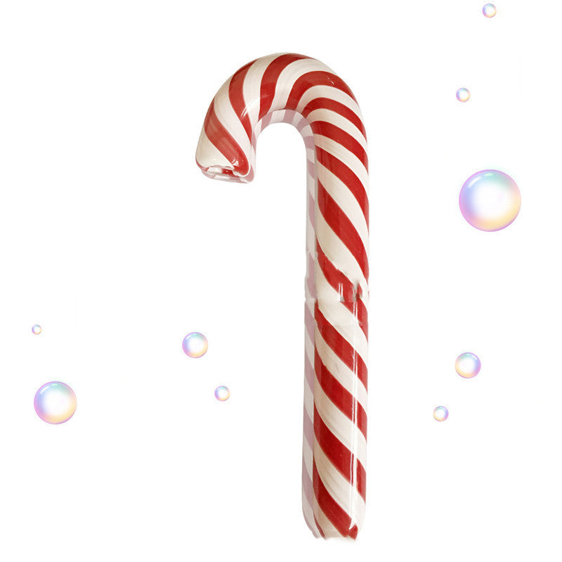 Red Striped Candy Cane Glass Pipe - NOT A TOY