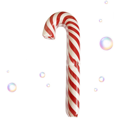 Red Striped Candy Cane Glass Pipe - NOT A TOY