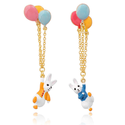 Colorful Balloon Bunny Earrings