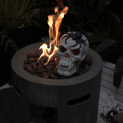Eerie White Demon Skull Fire Pit Decor
