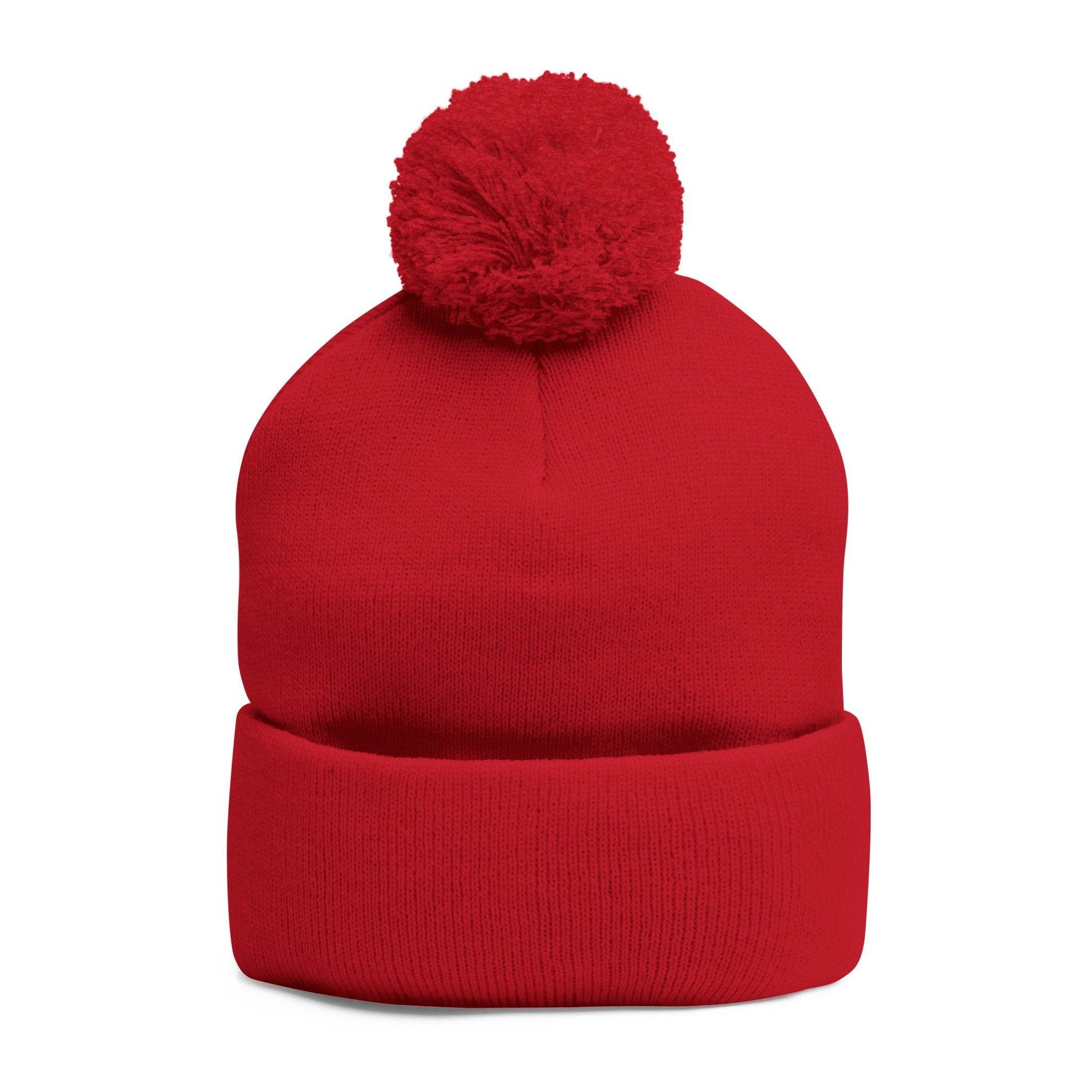 Cozy Embroidered Pom-Pom Knit Cap - Shop Jobie