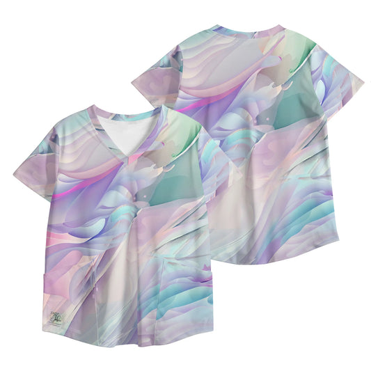 Pastel Abstract Scrub Top