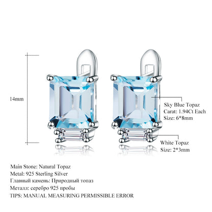 Topaz Stud Earrings  925 Silver