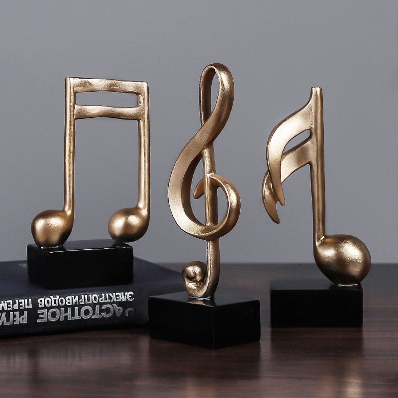 Golden Musical Note Figurines