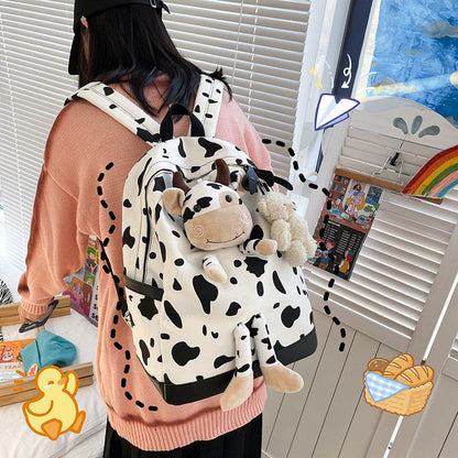 Cartoon Cow Doll Girl's Schoolbag Personalized Backpack - Shop Jobie