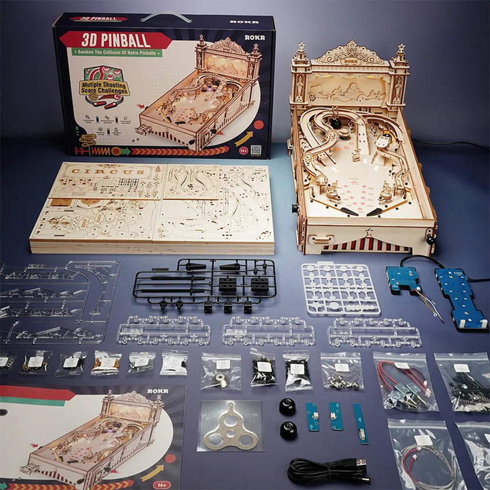 DIY 482pc 3D Pinball Machine Wooden Puzzle