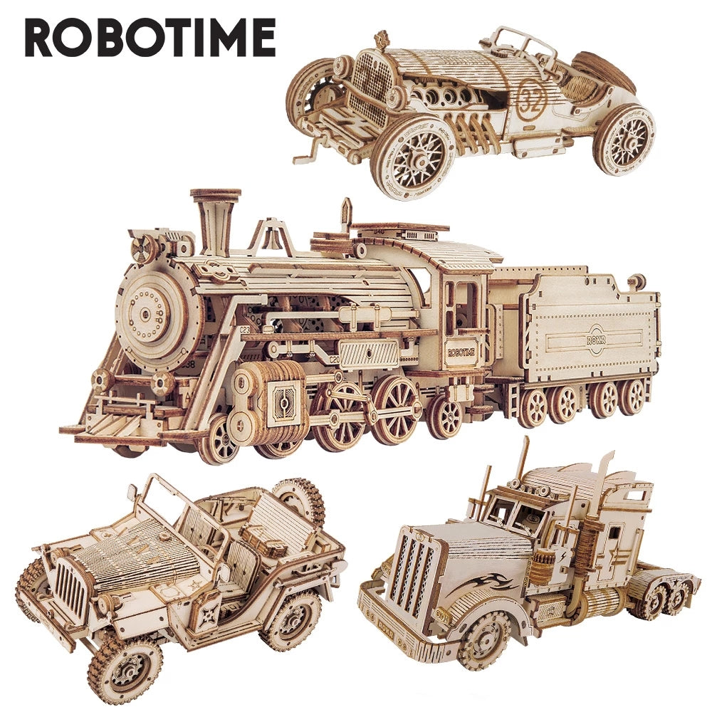 3D Wooden Puzzle DIY Kits - 308pc Cars & Locomotive
