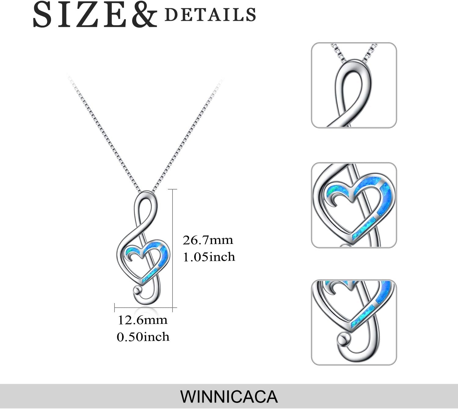 Sterling Silver Music Note Necklaces Created Opal Rose Necklace Gymnastics Jewelry Gifts for Women Teen Girls Dance Lovers Teacher