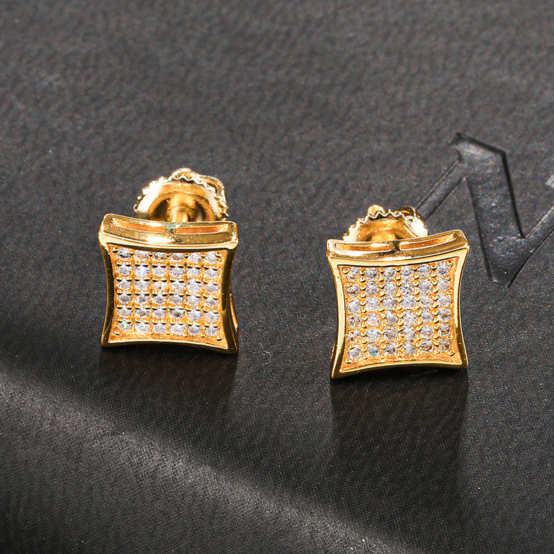 Hip Hop Zircon Square Stud Earrings