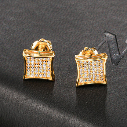 Hip Hop Zircon Square Stud Earrings