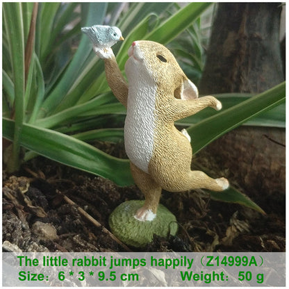 Cute Bunny Garden Sculptures Basket, Bow, Book, & Boat +