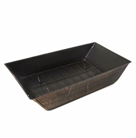 Distressed Metal Outdoor Wood Burning Fireplace w/Built-in Log Storage