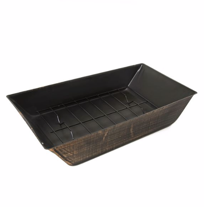 Distressed Metal Outdoor Wood Burning Fireplace w/Built-in Log Storage