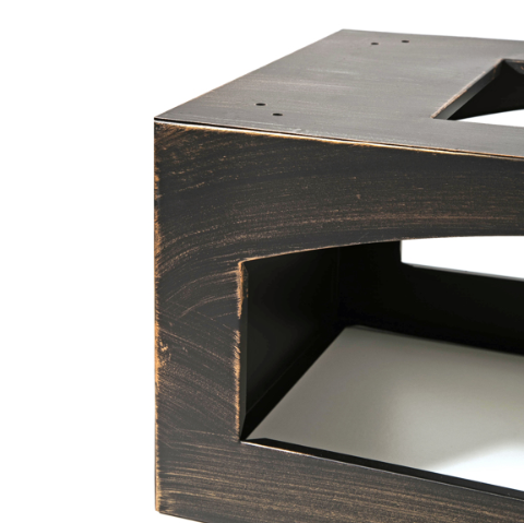 Distressed Metal Outdoor Wood Burning Fireplace w/Built-in Log Storage