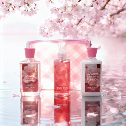 3pc Sakura Infused Japanese Cherry Blossom Spa Set