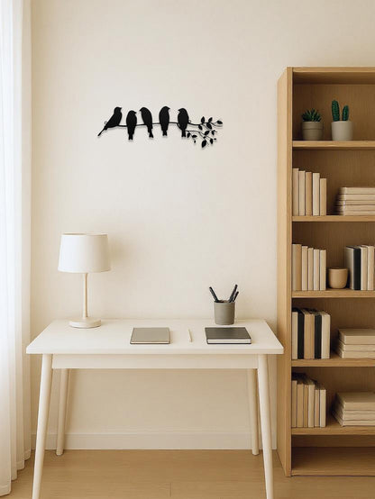 Silhouette - Birds On A Branch Wall Art