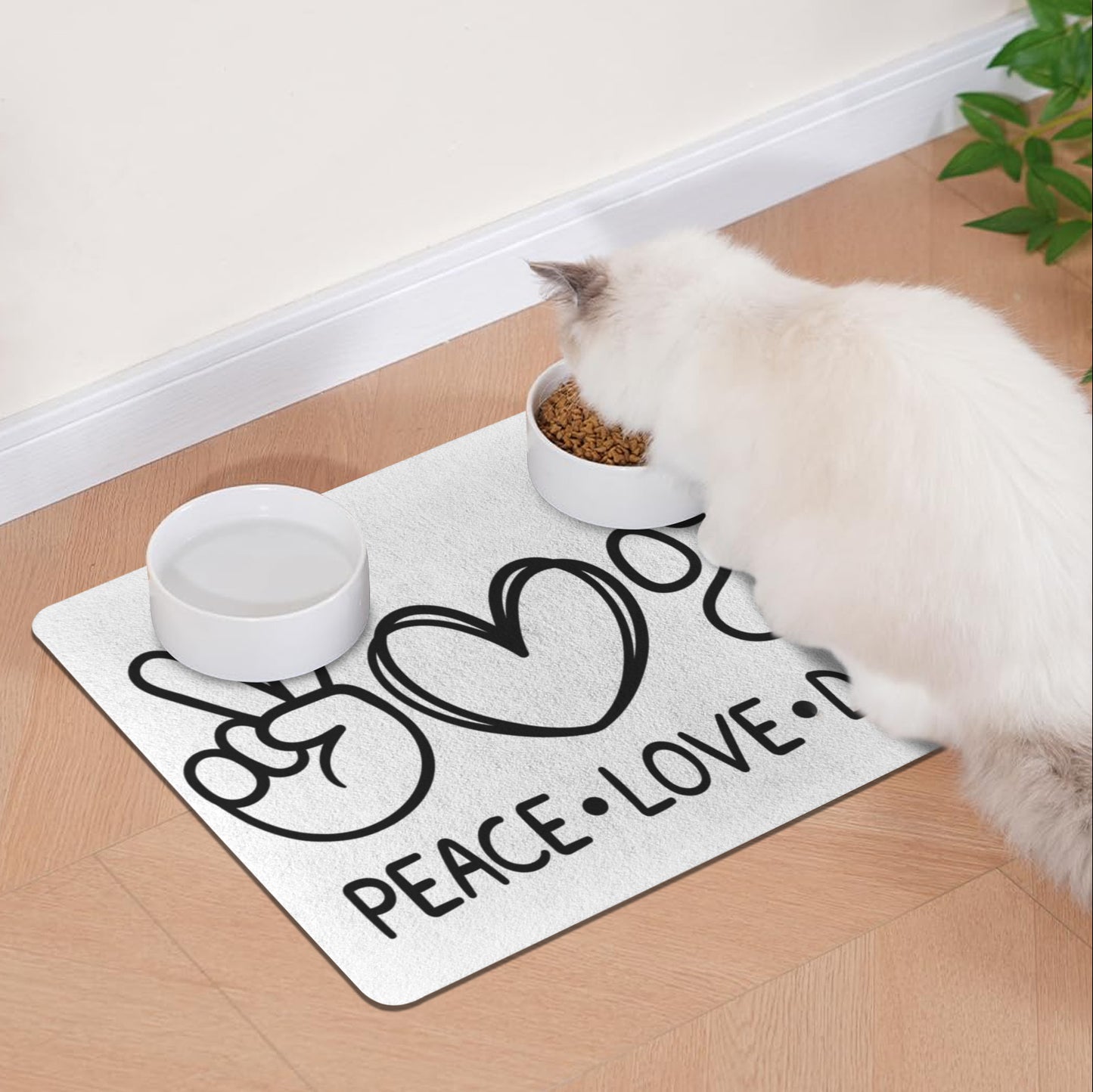 Peace, Love, Dog Food Mat