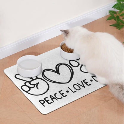 Peace, Love, Dog Food Mat