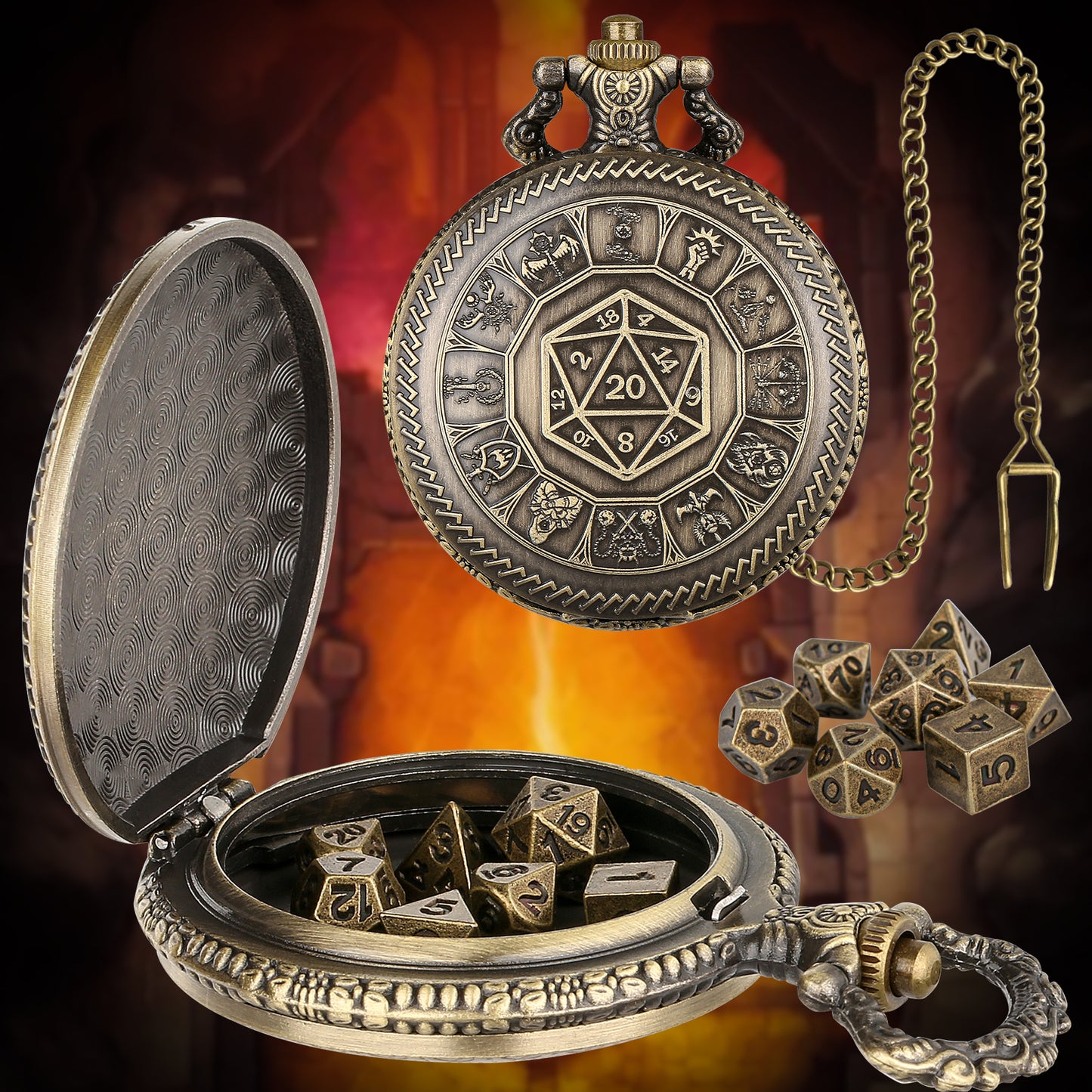 Steampunk Pocket Case - Retro Metal Dice Set