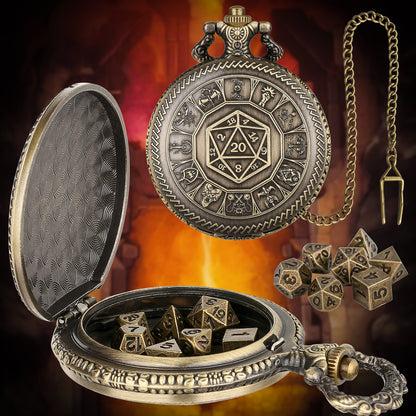 Steampunk Pocket Case - Retro Metal Dice Set