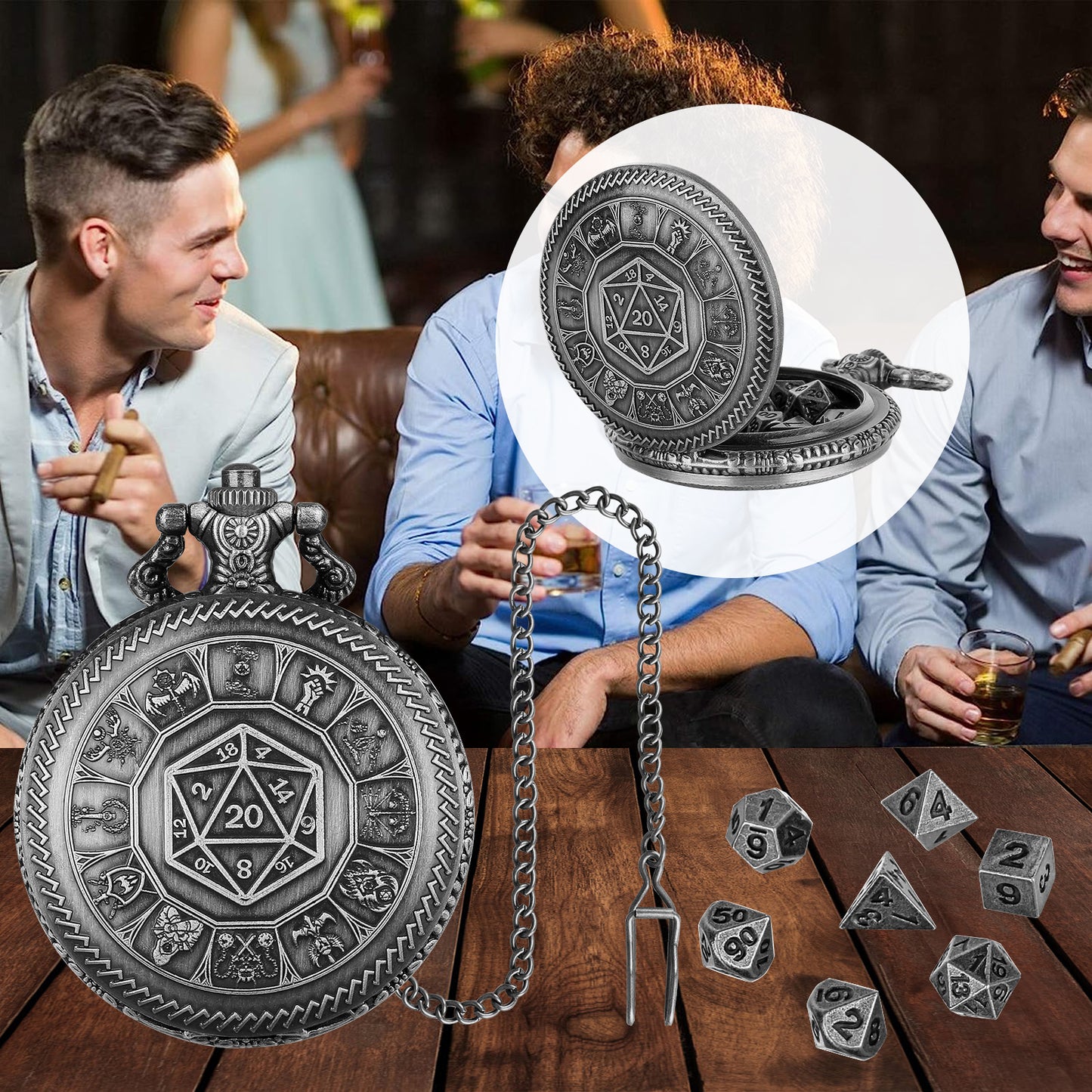 Steampunk Pocket Case - Retro Metal Dice Set