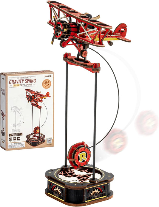 3D Wooden Puzzle Kit - Gravity Swing Biplane DIY 163pcs