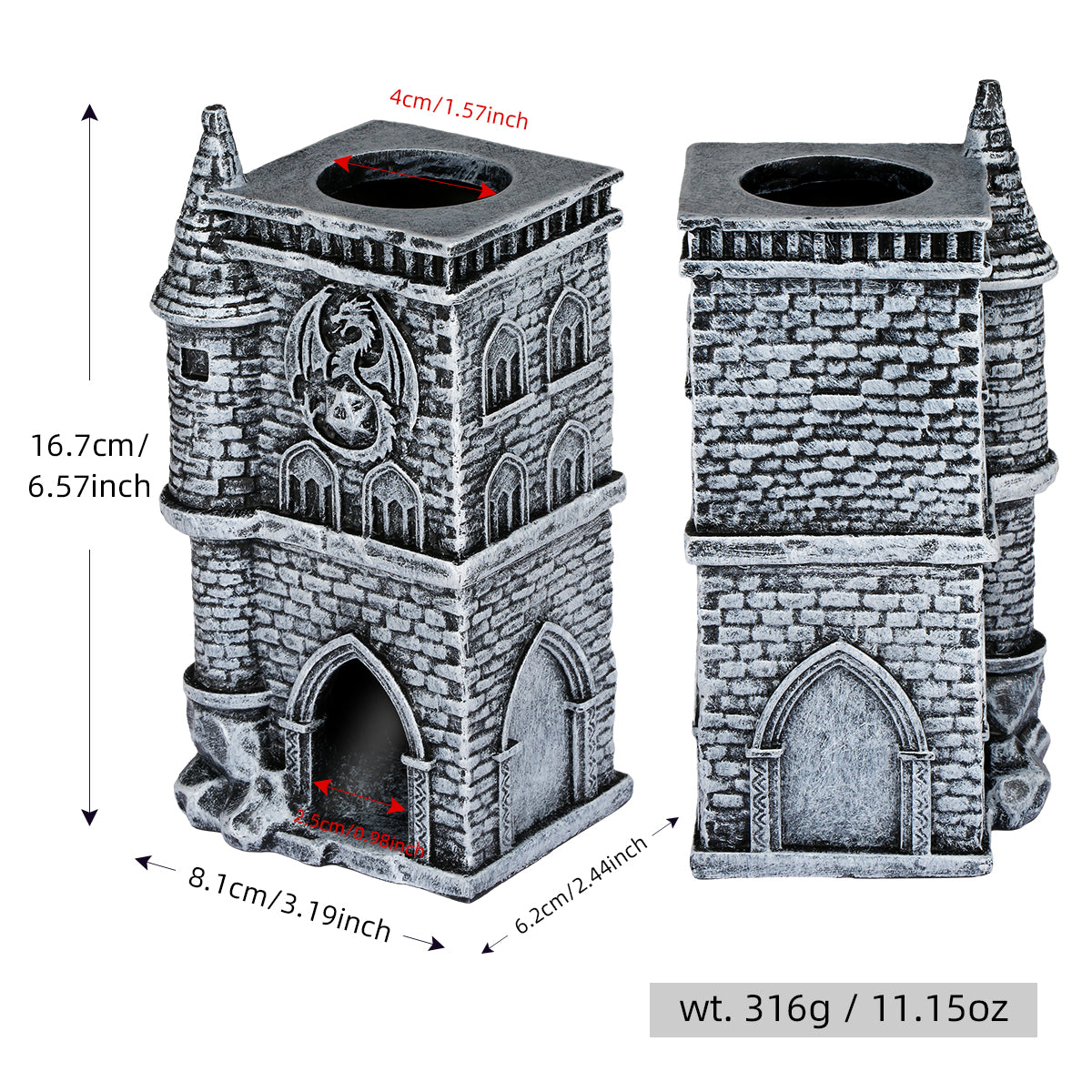 D20 Medieval-Inspired Castle Dice Tower Gift Box Set
