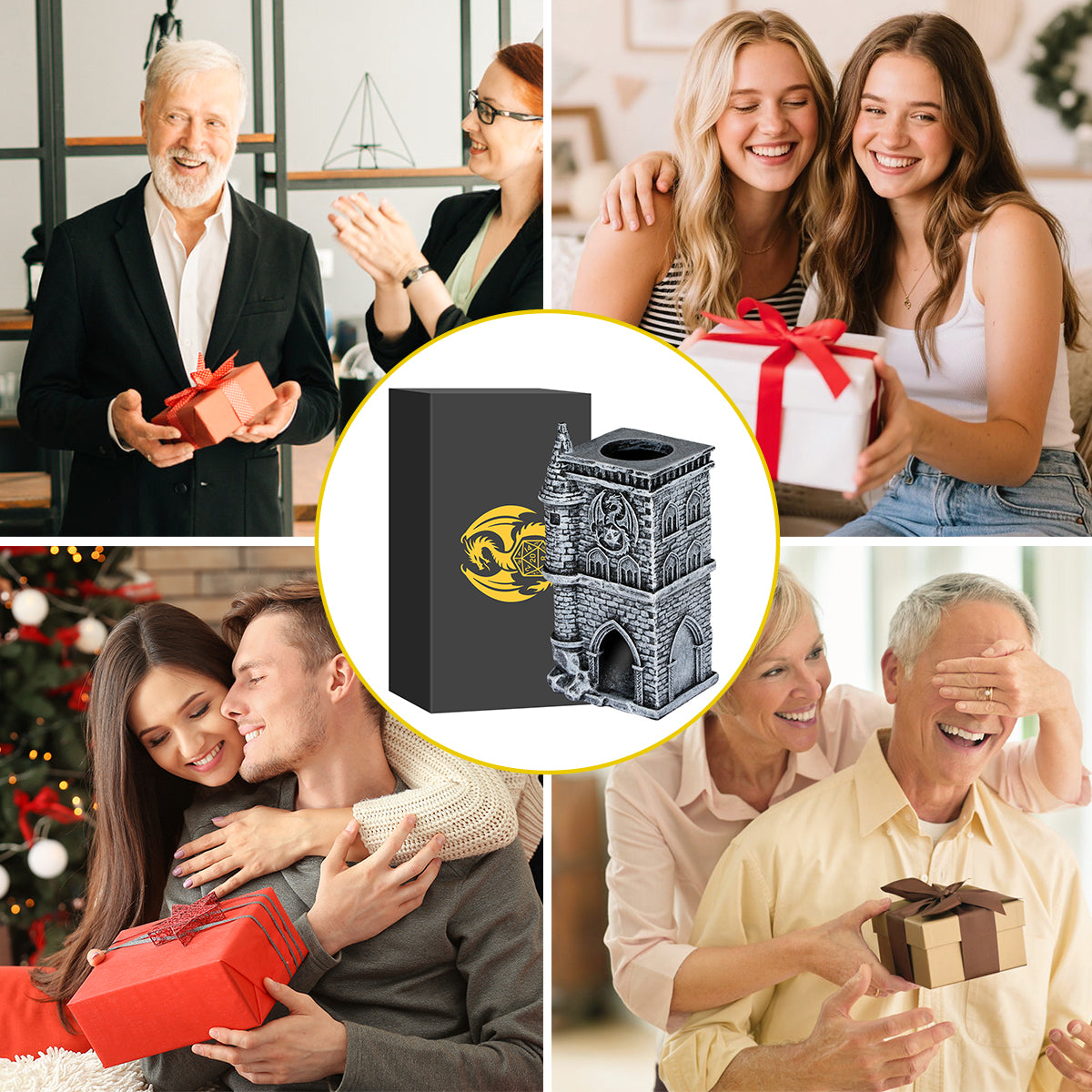 D20 Medieval-Inspired Castle Dice Tower Gift Box Set