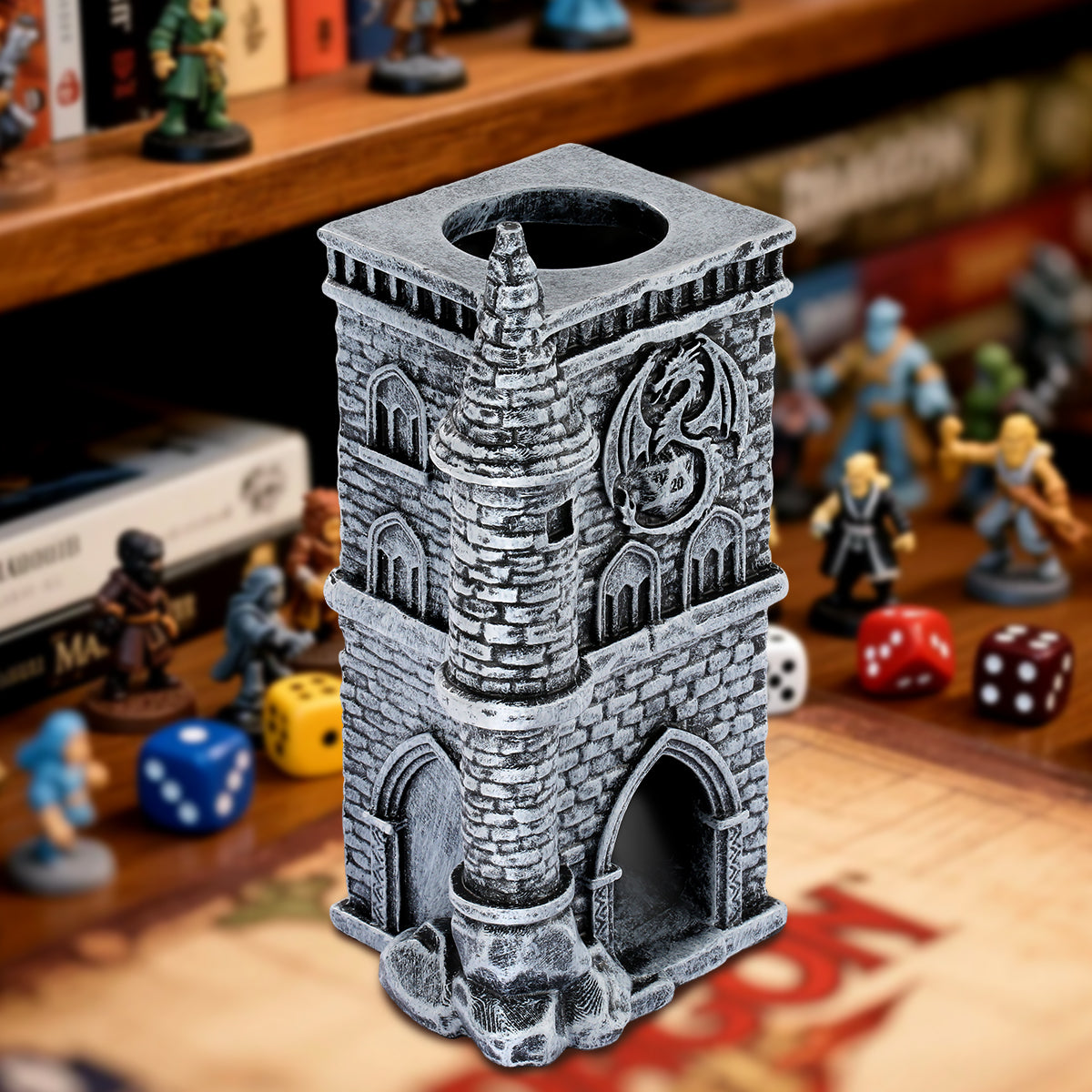 D20 Medieval-Inspired Castle Dice Tower Gift Box Set