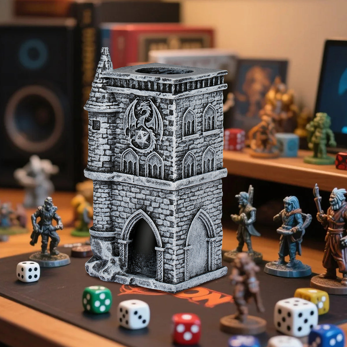 D20 Medieval-Inspired Castle Dice Tower Gift Box Set