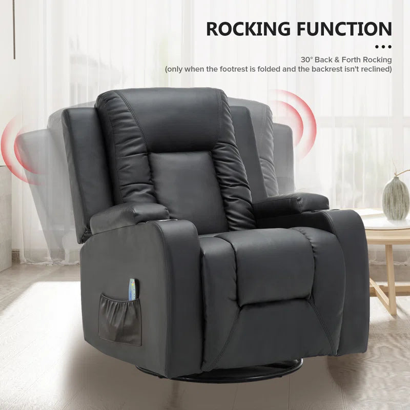 Recliner Chair with Massage and Heated Modern Swivel Rocker Recliner Sofa Leather Recliners with Cup Holders