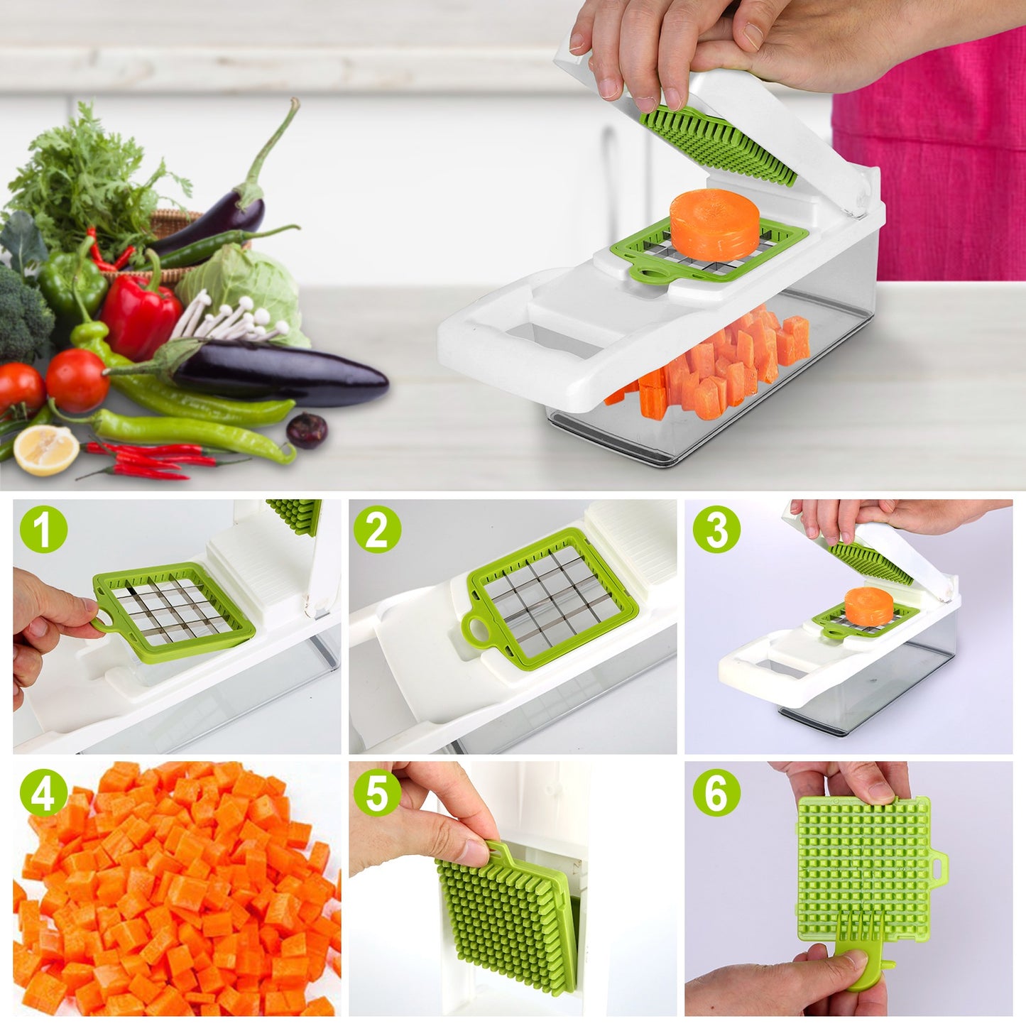 Life Skills - Food Prep: 12-in-1 Veggie Chopper Set