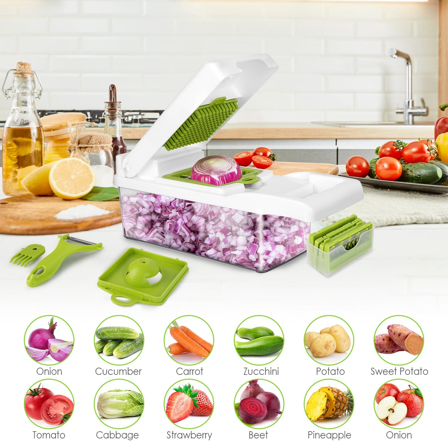 Life Skills - Food Prep: 12-in-1 Veggie Chopper Set
