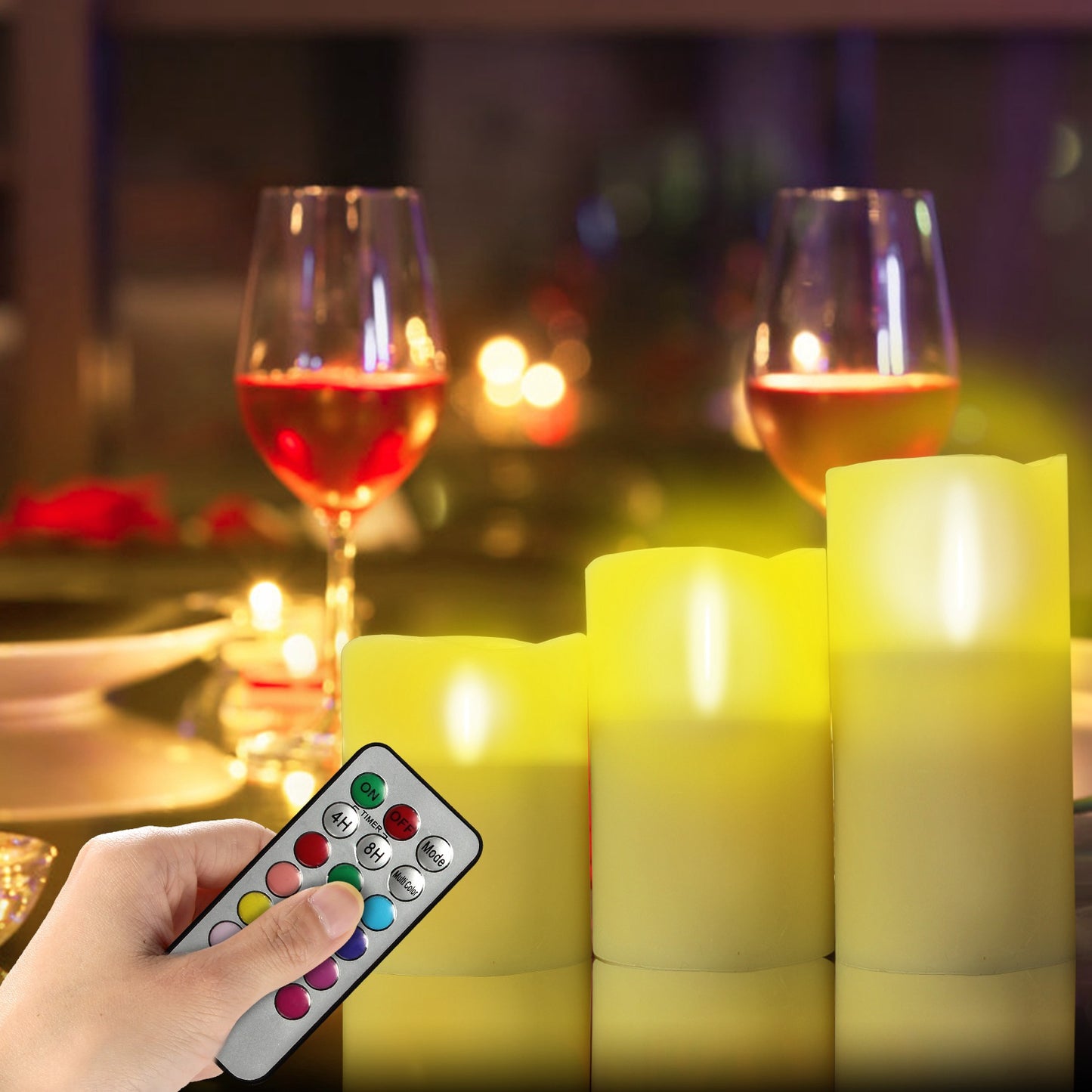 6pc LED Flameless Candle Set w/12 Color Options