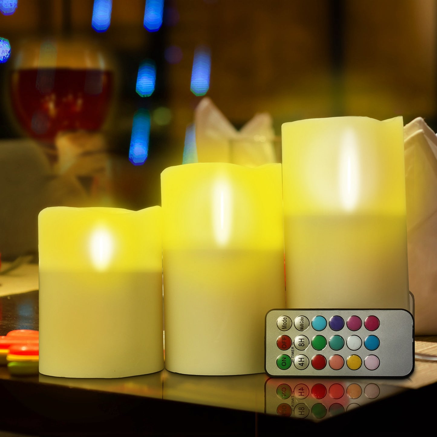 6pc LED Flameless Candle Set w/12 Color Options