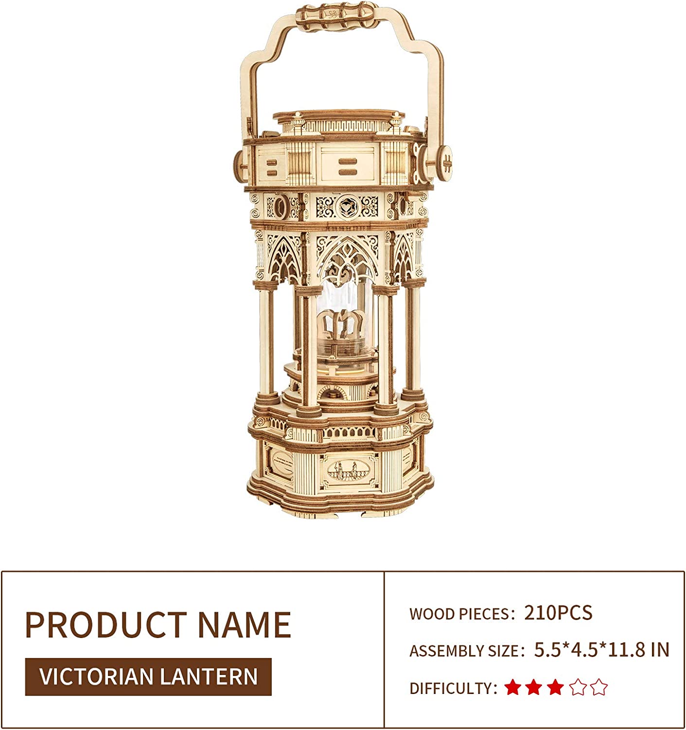 3D Wooden Puzzle DIY Kits - 255pc Victorian Lantern Music Box