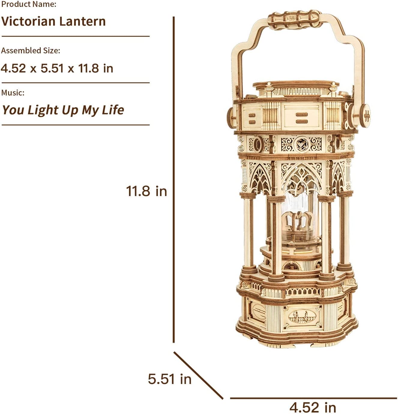 3D Wooden Puzzle DIY Kits - 255pc Victorian Lantern Music Box
