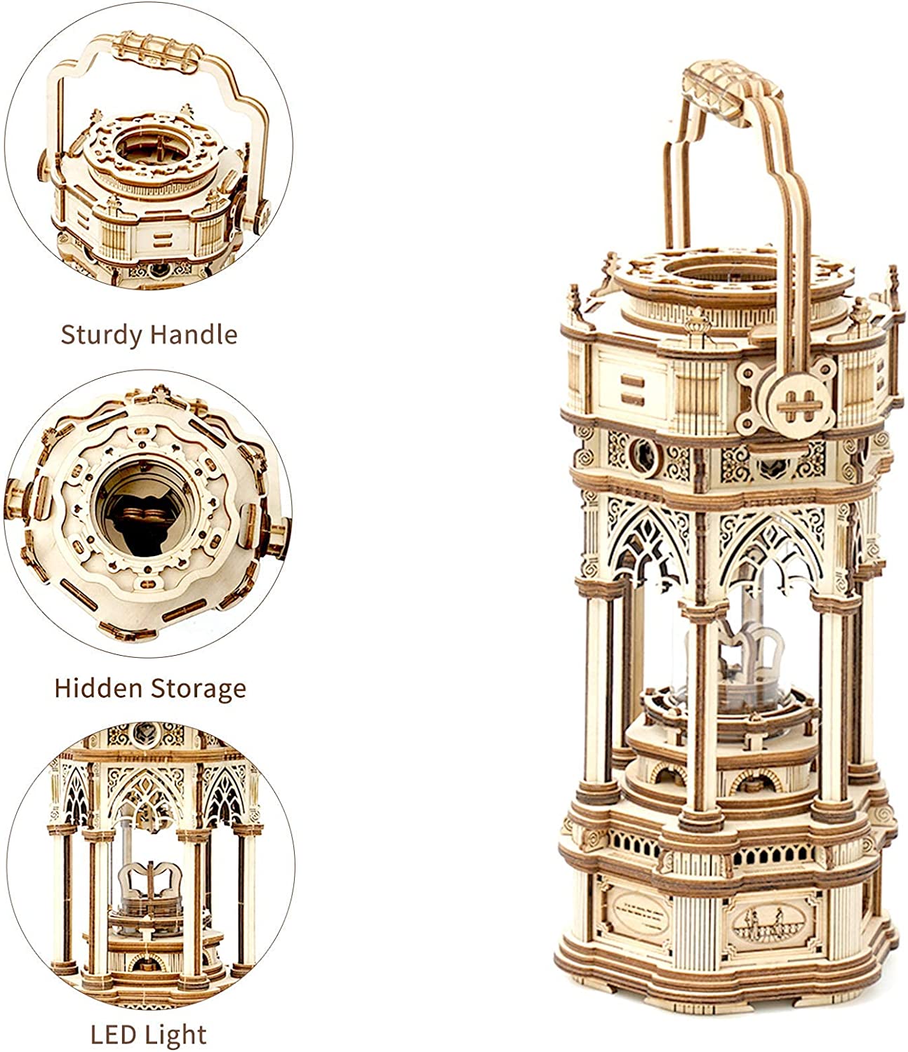 3D Wooden Puzzle DIY Kits - 255pc Victorian Lantern Music Box